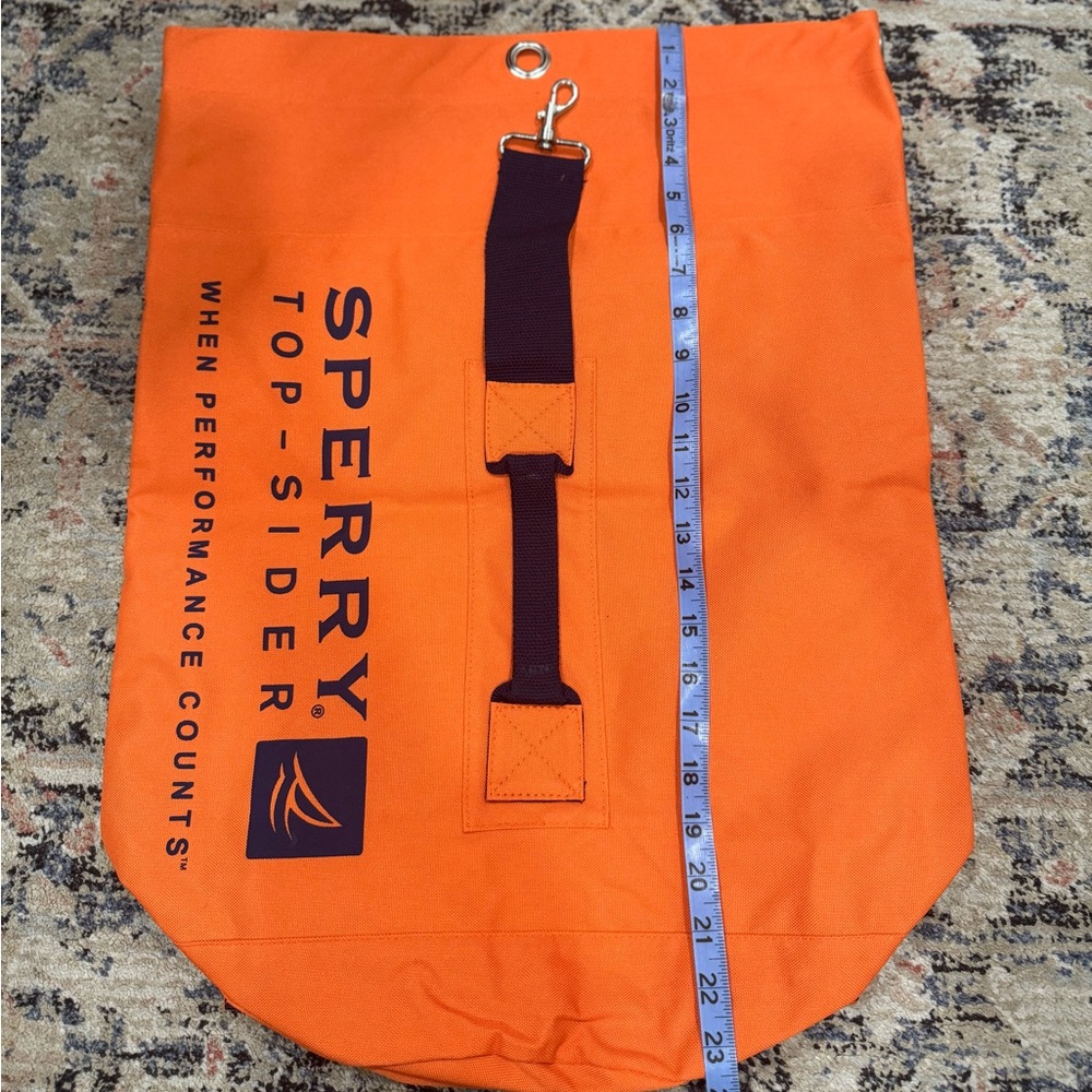 Sperry Vintage Topsider Orange Duffle Backpack Beach Pool Bucket Tote Bag NWOT’s - Picture 4 of 7
